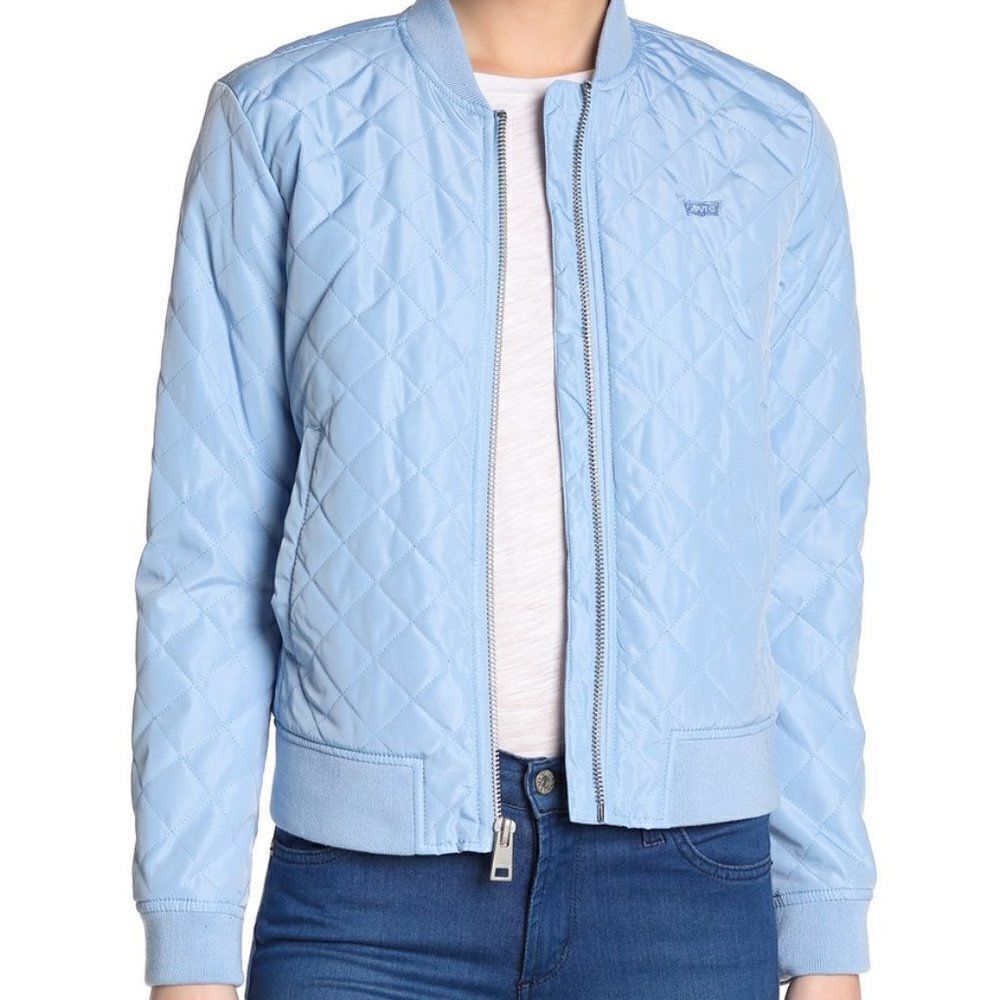 Levi's Quilted Solid Bomber Jacket sz XS in Blue.
